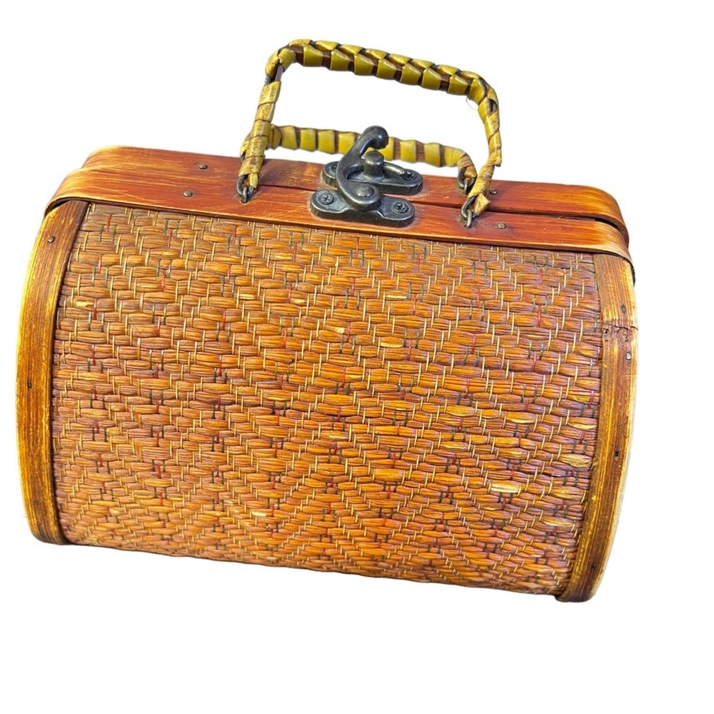 Vintage Bamboo and Rattan Woven Basket Purse